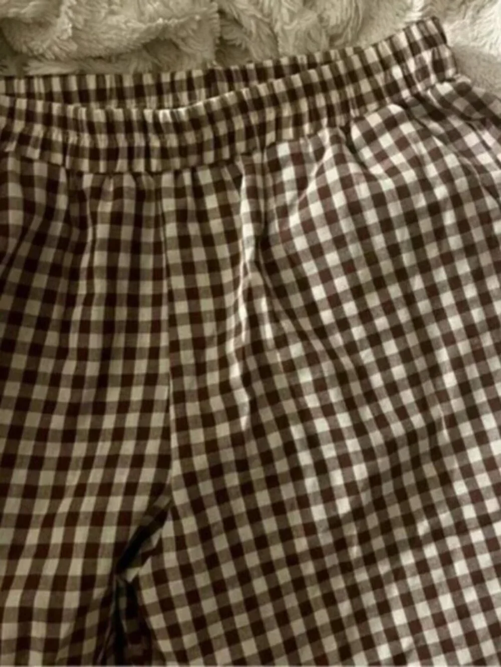 Plaid Gingham Wide Leg Capri Pants - Picture 6 of 10